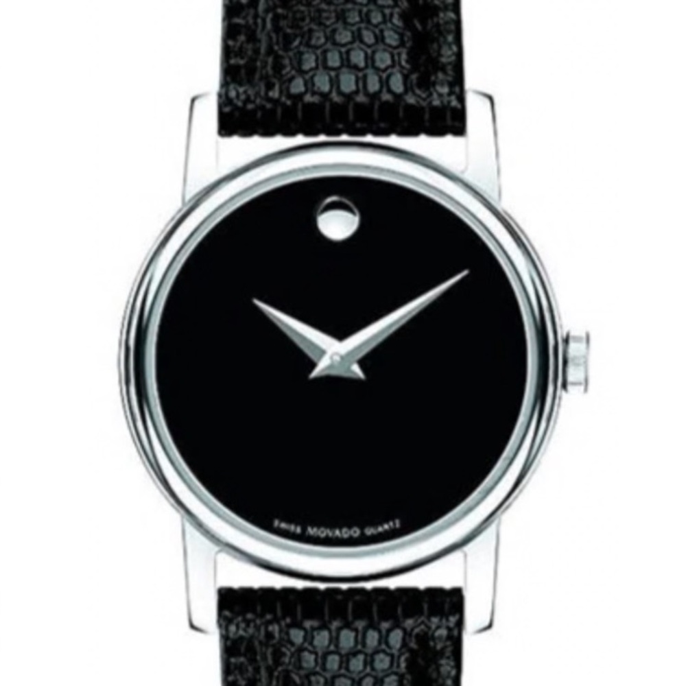 Movado Swiss Quartz Alligator Museum Watch Black Leather New in box - Picture 12 of 13